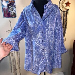 Only Necessities Blue Patterned Blouse